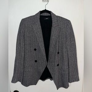 Theory Black and White Herringbone Blazer